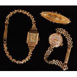 Two 9ct hallmarked lady's wrist watches each set to a 9ct bracelet,