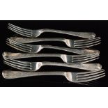 A set of six Victorian Irish hallmarked silver dinner forks with ribbon and swag decoration and
