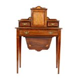 A late Victorian rosewood veneered bonheur de jour,