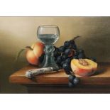 BRIAN DAVIES (1942-2014) - A still life composition with Dutch roemer glass,