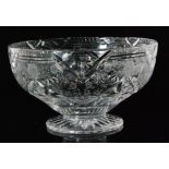 A 20th Century crystal glass bowl of footed form by Jack Lloyd for Tudor Crystal with a zigzag band