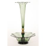 A late 19th Century glass epergne possibly by Stuart & Sons the flared bowl below a brass mounting