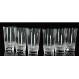 A set of six 20th Century Moser crystal glass tumblers of flared form the basal facet cutting below
