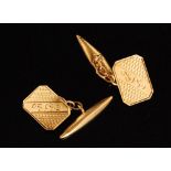 A pair of 18ct engine turned rectangular gentleman's cufflinks,