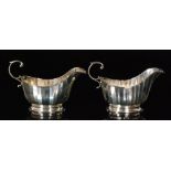 A pair of hallmarked silver sauce boats,