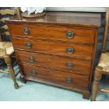 A George III mahogany chest of four long drawers on bracket feet,