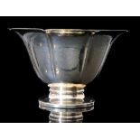 A 1920s Swedish planished silver pedestal bowl of flared circular outline above circular collet