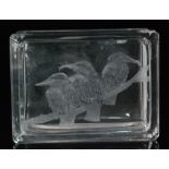 A 20th Century clear crystal glass box of rectangular section with a facet cover,