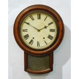 A late 19th Century mahogany drop dial wall clock, with over-painted dial, height 57cm.
