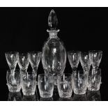 A mid 20th Century suite of Stuart Ellesmere pattern crystal glass to include a decanter of footed