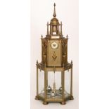 A 20th Century replica brass lighthouse or lantern torchon clock with striking movement and small