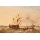 HENRY REDMORE (1820-1887) - A tender going out to a fishing boat, oil on panel, signed, framed,