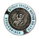 A Stour Valley Motor Co Ltd Stourbridge enamelled plated St Christopher badge (1919-1920)