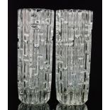 A pair of post war pressed glass vases designed by Frantisek Vizner for Hermanova Hut of sleeve