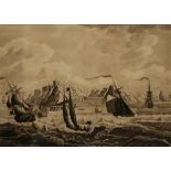 ENGLISH SCHOOL (EARLY 19TH CENTURY) - Numerous sailing vessels caught in a swell off a headland,