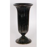 A 20th Century Murano vase by Alfred Rossi of flared pillared form above a domed ribbed foot both