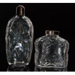A late 18th Century clear crystal glass flask circa 1780 of compressed ovoid form with flat cut