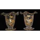 A pair of late 19th Century Thomas Webb & Sons clear crystal glass vases of footed bell form with