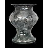 An early 20th Century Stevens & Williams clear crystal glass vase of waisted baluster form with