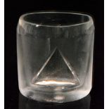 A post war Claus Josef Riedel for Riedel Crystal glass vase of compressed sleeve form with a mitre