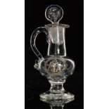 An 18th Century travelling communion wine jug with conical foot,