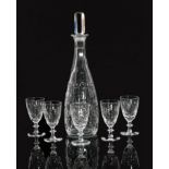 A 20th Century Webb Corbett crystal glass decanter designed by Irene Stevens of tapered sleeve form