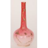 A late 19th Century Harrach Peachblow vase of ovoid form with slender collar neck,