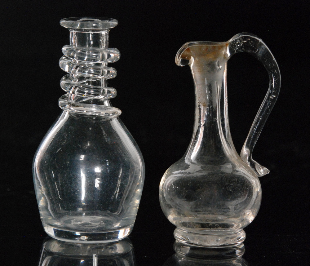 A late 18th Century miniature clear crystal glass decanter circa 1800,