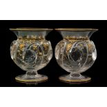 A pair of late 19th Century Thomas Webb & Sons crystal glass posy vases of footed spherical form