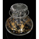 A small late 19th Century Thomas Webb & Sons clear crystal glass sweetmeat jar and cover relief