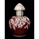 A late 19th Century Thomas Webb & Sons cameo glass scent bottle of shouldered ovoid form cased in