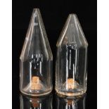 A late 19th Century clear crystal glass bitters shaker of cylindrical form with a slice cut conical