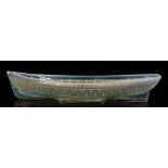 A 19th Century Sowerby pressed glass green opalescent long boat,