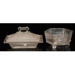 A late 19th Century Sowerby flint pressed glass box and cover of tapering rectangular form to a