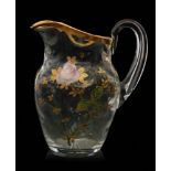 A large late 19th Century Thomas Webb & Sons clear crystal glass water jug of shouldered ovoid form
