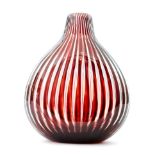 A circa 1955 Orrefors Ariel glass vase by Edvin Ohrstrom of swollen ovoid form to a narrow neck,
