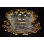 A late 19th Century Thomas Webb & Sons clear crystal finger bowl and stand of fluted circular