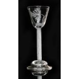 An 18th Century Jacobite cordial glass circa 1750,