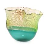 A 20th Century Bob Crooks glass Longitudinal Bowl of organic compressed form the lower section in a