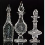 A late Georgian small clear crystal glass oil or vinegar decanter, circa 1780,
