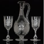 A 19th Century Stourbridge clear crystal glass claret jug, possible Richardsons,