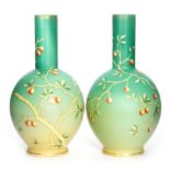 A pair of late 19th Century Harrach vases of globe and shaft form,