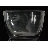 A mid 20th Century Orrefors clear crystal glass vase of rounded rectangular form,