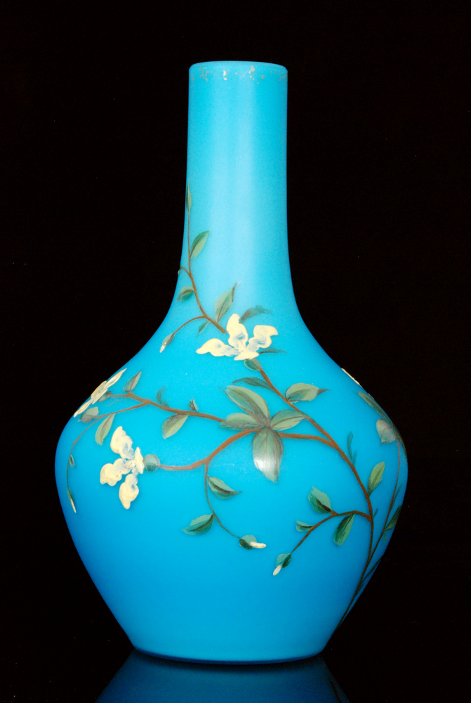 A late 19th Century continental vase in the manner of Harrach of shouldered ovoid form with tall