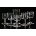 A small collection of late 18th Century Irish, Cork, clear crystal drinking glasses circa 1800,