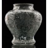 A large early 20th Century Stevens & Williams clear crystal glass vase of shouldered ovoid form