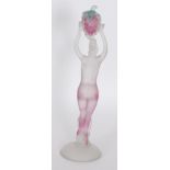 A large 20th Century Seguso figure of a standing female holding a raspberry in a graduating pale