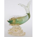 A 20th Century Sommerso Seguso fish in the manner of Flavio Poli the emerald core decorated