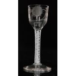 An 18th Century Jacobite drinking glass circa 1765,