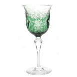 An early 20th Century Thomas Webb & Sons hock glass the spread foot rising to an inverted baluster